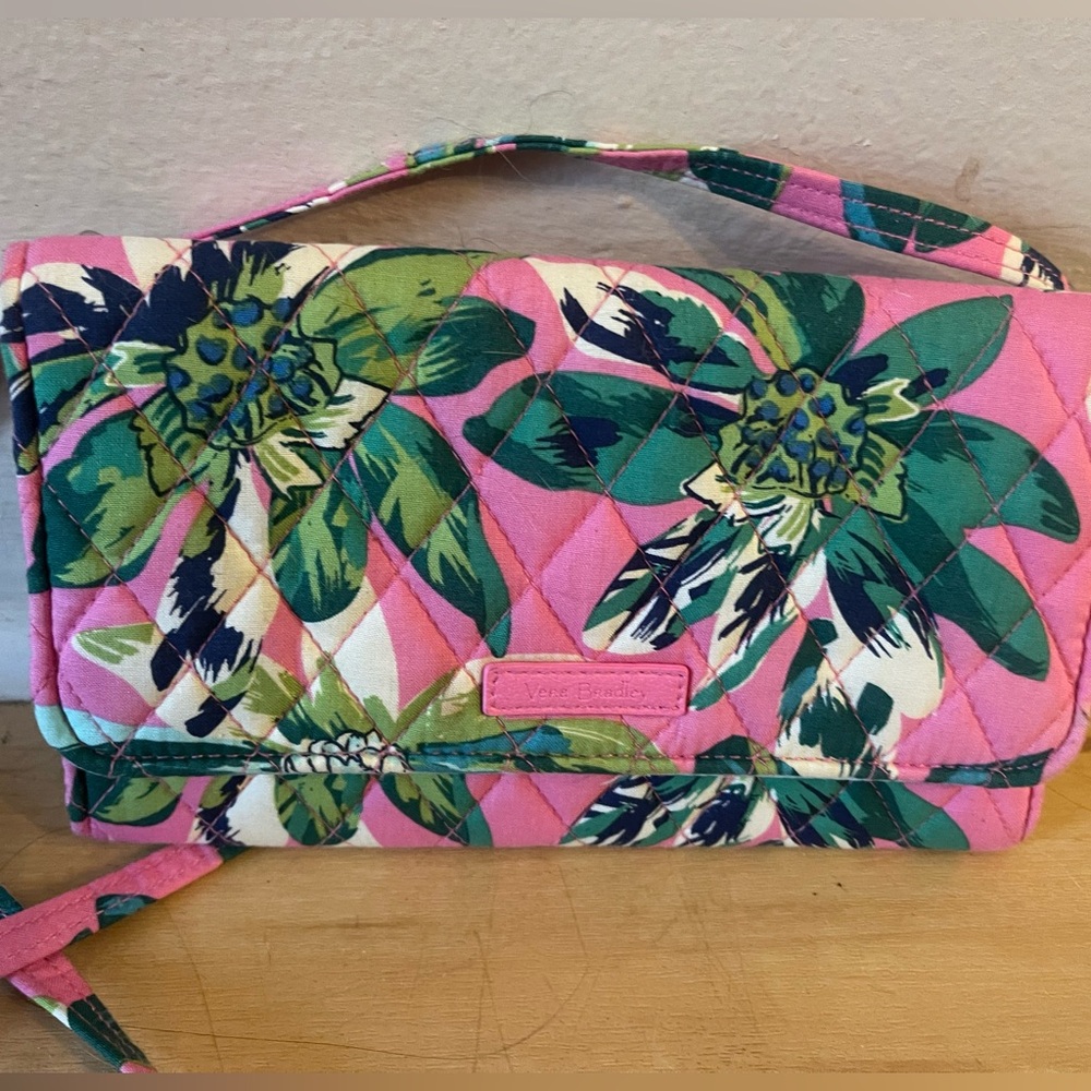 Vera Bradley Bag tropical Wristlet Clutch Shoulder Crossbody Floral Pink - Picture 2 of 13